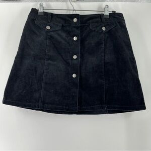 Love Tree Black Corduroy Button-Front Mini Skirt